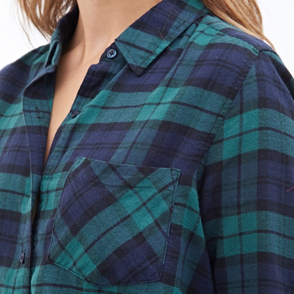 Forever 21 Green and Blue Plaid Flannel